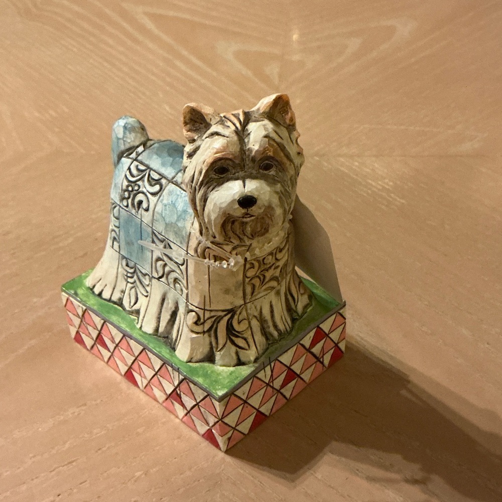 Jim Shore Blue and Cream Dog Sculpture